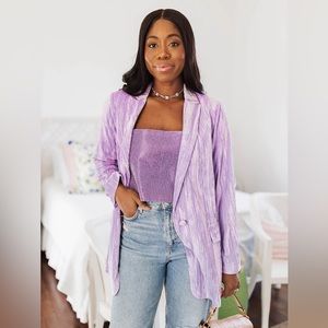 BUDDYLOVE HEFF CRUSHED VELVET BLAZER PERIWINKLE XL
